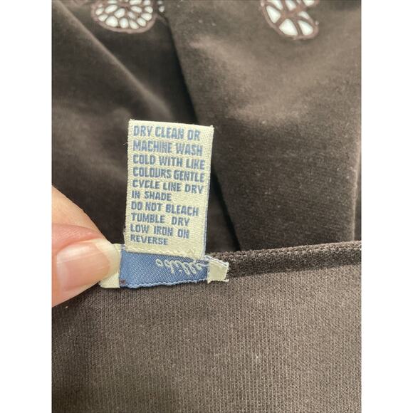 Anthropologie Odille Women Flare Skirt Brown Suede Cut Out‎ Detail Size 6 Preppy - Picture 11 of 13